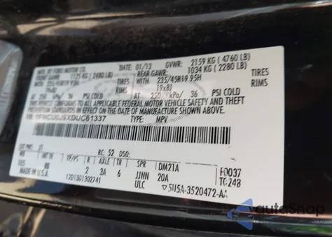 2013 Ford Escape Titanium from USA, damaged, VIN 1FMCU0J9XDUC61337